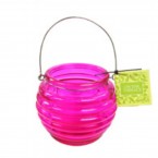 Shearer Candles - Pink Ribbed Glass Candle Lanterns